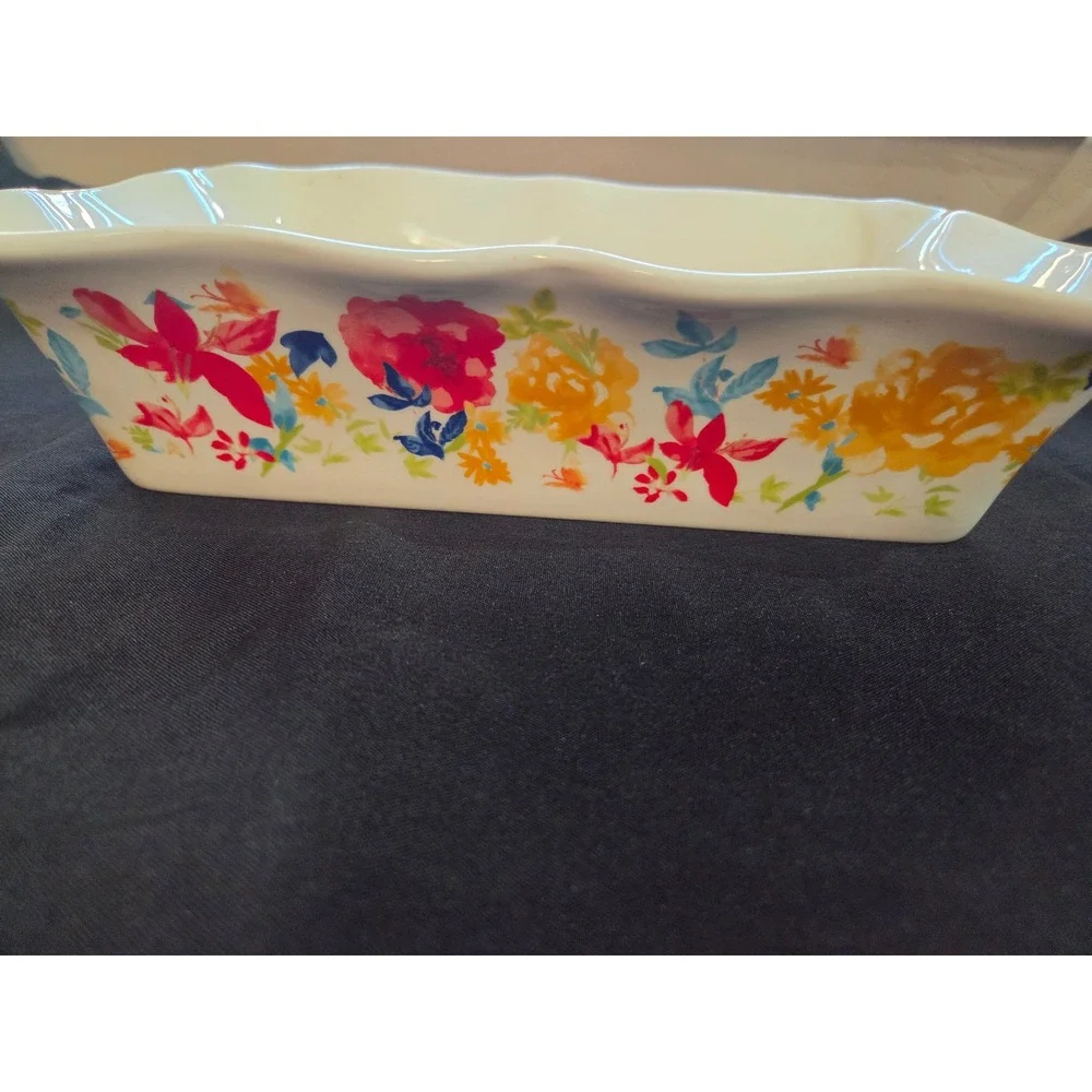 Pioneer Woman Breezy Blossom Rectangular Stoneware Baking Dish Floral 2918DMT